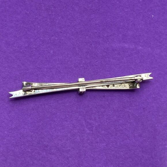 💛 Antique Sterling Red & White Crystal Brooch - Picture 3 of 6